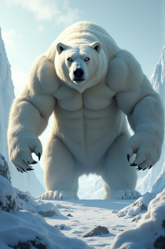 A realistic and fierce muscular polar bear