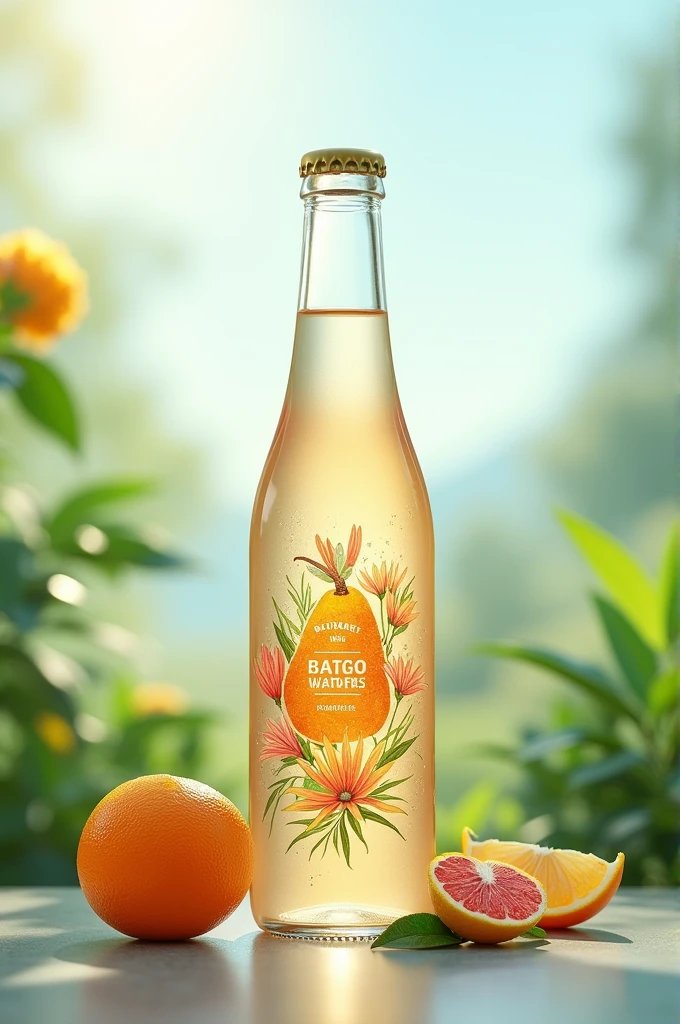 Draw a bottle for a natural drink like flavored mineral water