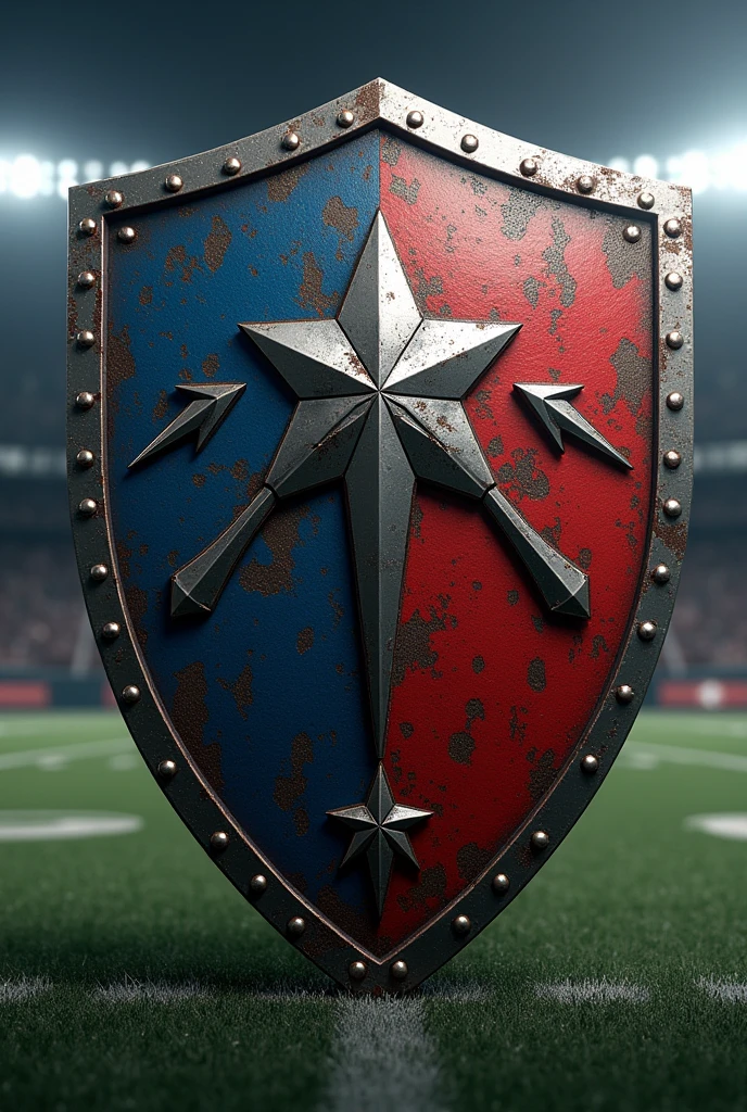 Please generate several fictitious American football shields (that are not animals)