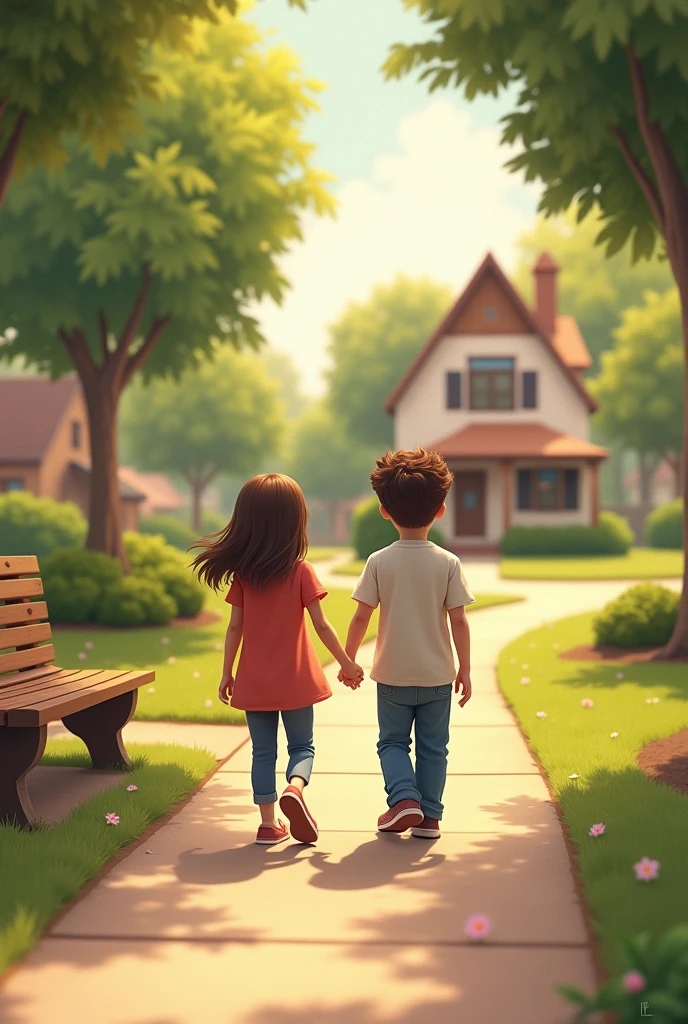 THE GIRL  AND THE BOY  EWALKED AWAY FROM THE BENCH TO THEIR HOUSE







