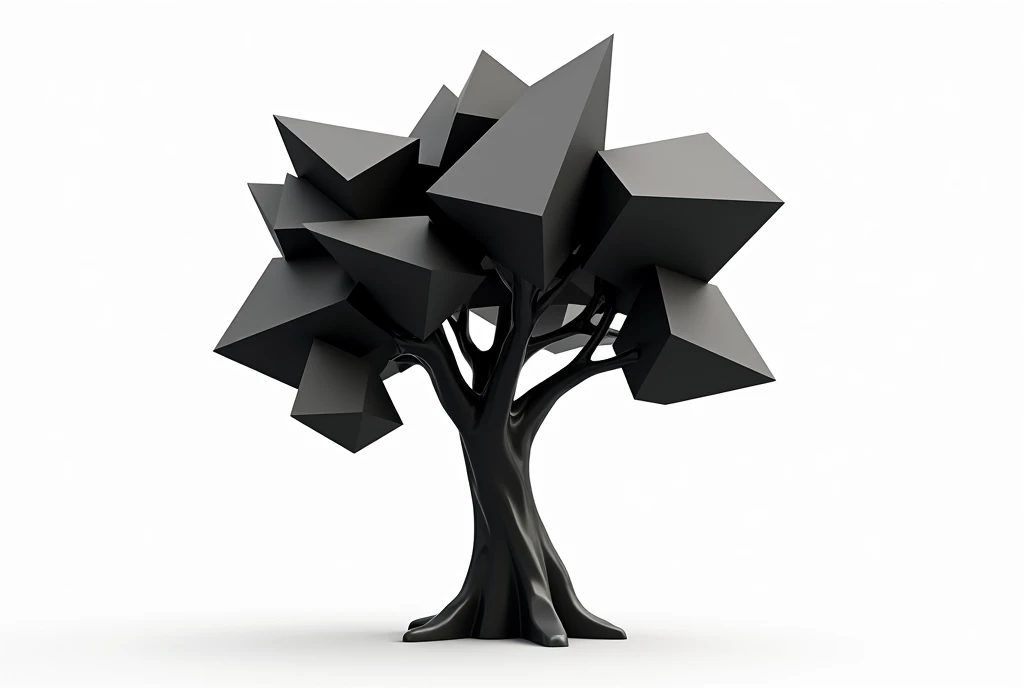 Tree in black and white geometric shapes 