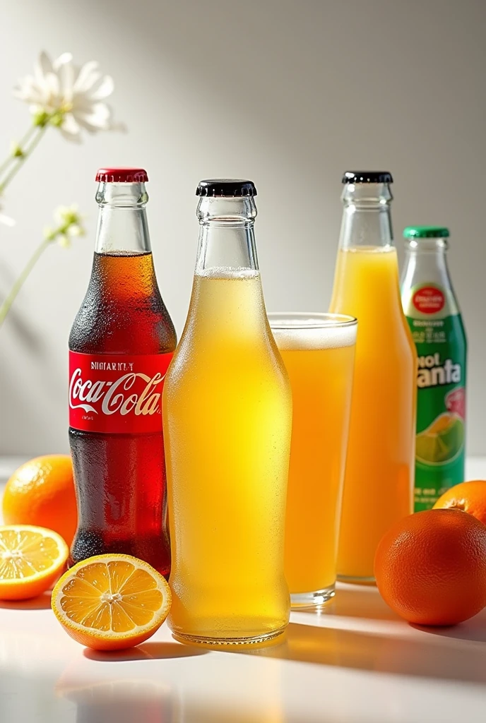 Coca Cola, sprite, fanta, Orange juice, lemon juice, Beer that is all 1 liter and not glass bottles