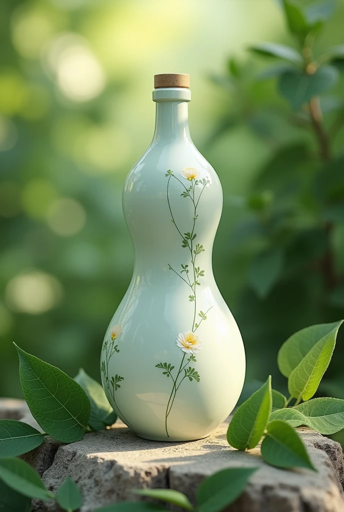 Draw a bottle for a natural drink like flavored mineral water In the shape of a daughter