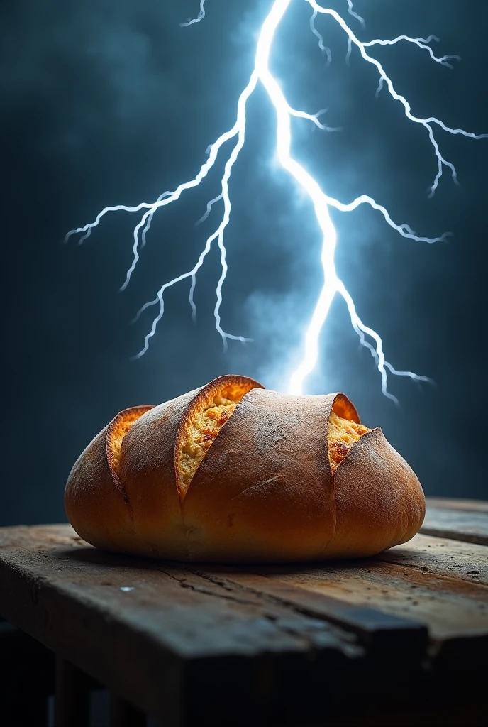 image of lightning striking a loaf of bread