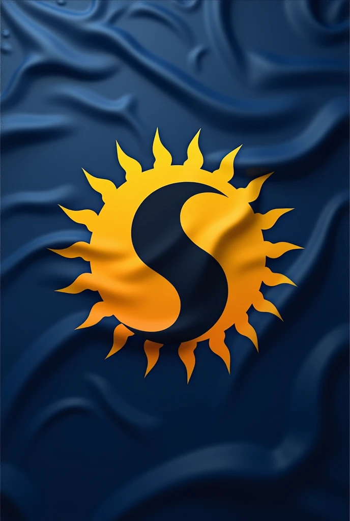 Create a flag with the sun and moon, its blue yellow and black with a s in the middle