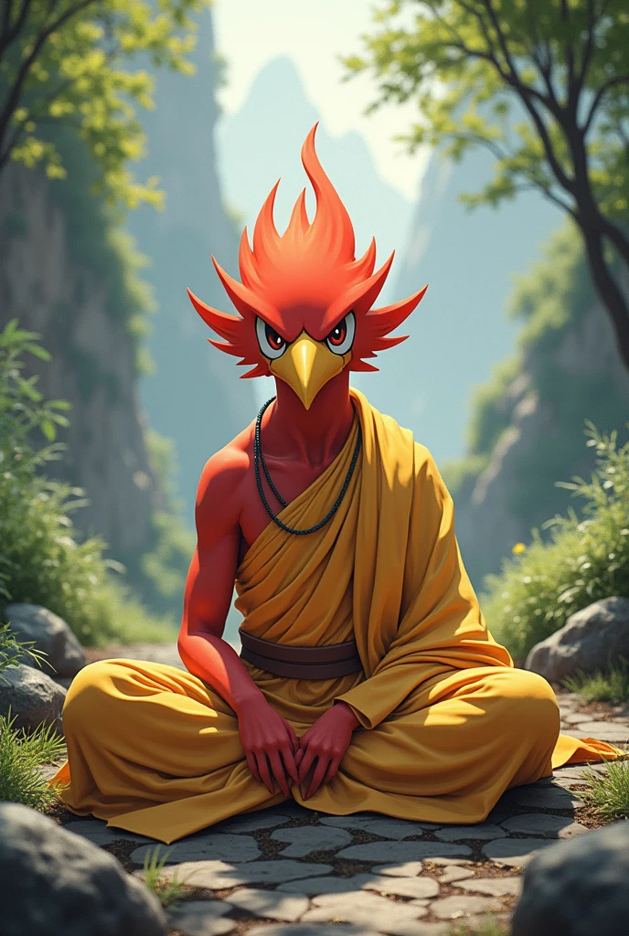 A blaziken buddhist monk