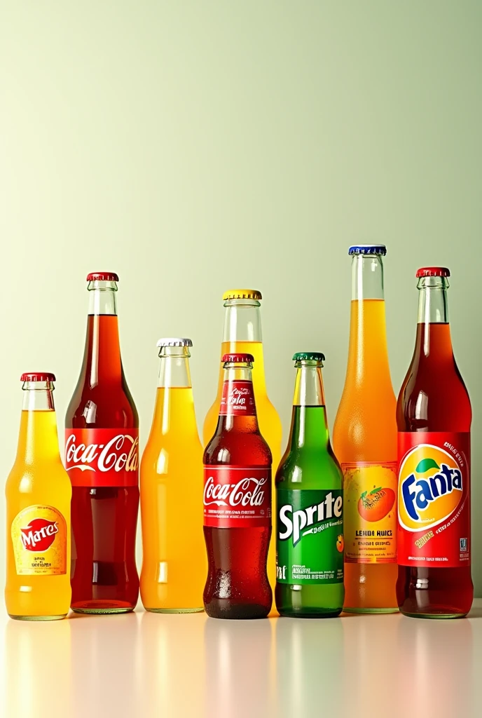 coca cola bottles, sprite, fanta, Orange juice, lemon juice,  beer that is all 1 liter