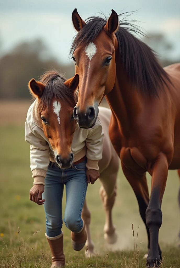 Horse fucks thick girl in doggy style
