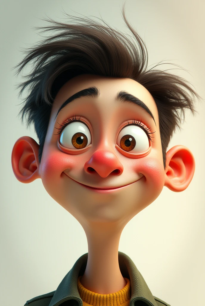 Crooked turned up nose