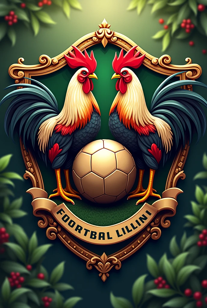 Football shield with 2 roosters