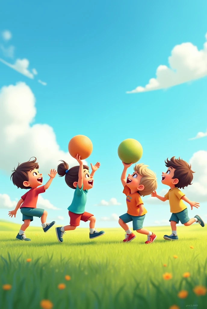 An image of children passing the ball over their heads in a row from front to back