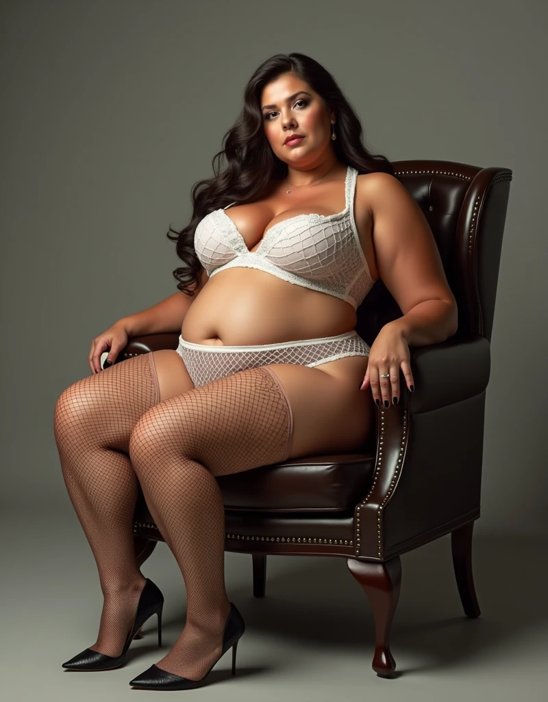 (Full body view in camera), (highres,photorealistic),(curly-haired,brown-eyed) woman with a fit, thick thighs, (voluptuous,curvy) figure, wearing a white (sheer) salwar. Her (long,brown) hair cascades down her shoulders, flowing with a natural wave. Her piercing brown eyes reveal a sense of confidence and allure. With a (seductive,provocative) gaze, she captivates the viewers, drawing them into her world. Her (plump,enticing) lips are colored in a luscious shade of red, adding a touch of sensuality to her appearance.

The woman poses with a slightly (arched) back, accentuating her generous bosom, (hourglass-shaped) waist, and voluptuous hips. Her sheer pyjamas hug her curves perfectly, highlighting her (thick,toned) thighs. The vibrant colors of the pyjamas add a playful and energetic vibe to the scene. Full body view, high heels.

In the background, a soft (natural) light bathes the woman, illuminating her figure with a gentle glow. The light subtly enhances the contours of her body, creating depth and dimension in the image. It casts shadow and highlights across her form, adding realism and texture to the scene.

The overall image exudes a sense of confidence, beauty, and sensuality. The emphasis on the woman's fit physique, enhanced by the vibrant pyjamas and the striking color palette, creates a captivating and visually engaging scene. The high-resolution rendering captures every detail, from the texture of her hair to the subtle expression in her eyes, resulting in a visually stunning and realistic depiction.