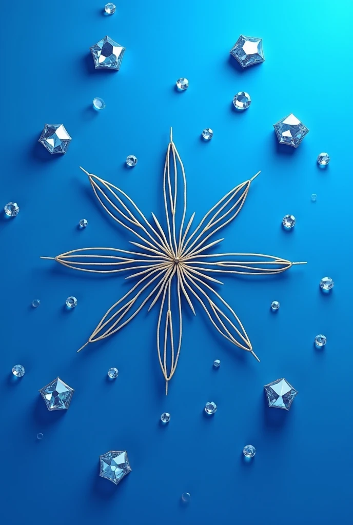 2d stitch with blue background and shiny diamonds in metallic blue
