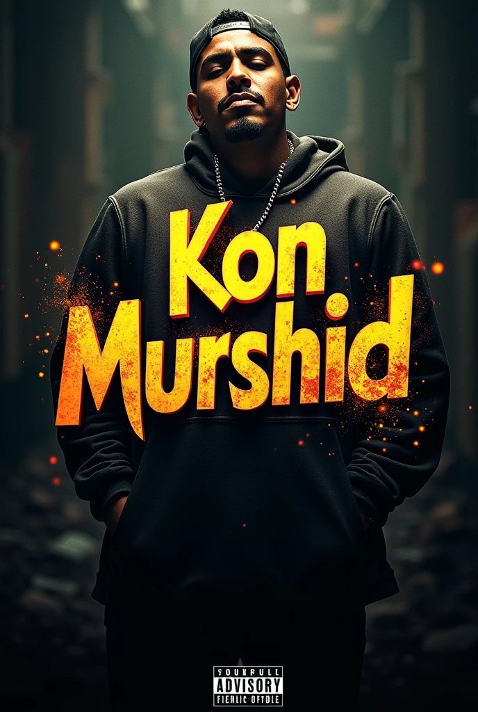 Create YouTube thumbnail rapper name as text on poster "Kon Murshid?"