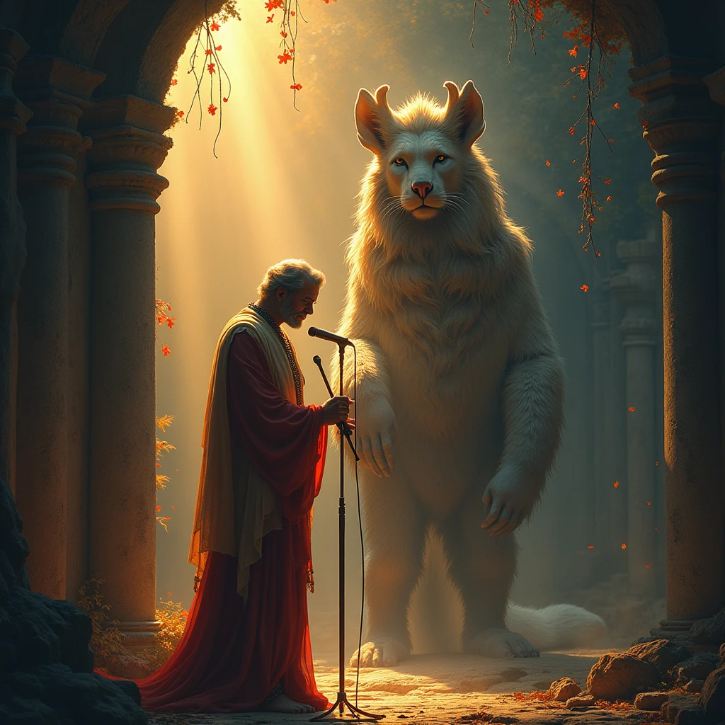 Ultra HD 4K wallpaper (((("Masterpiece artwork")))), Monge "very detailled" standing and singing