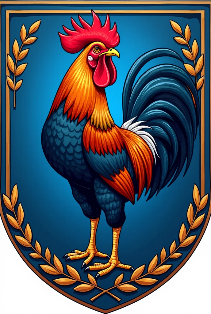 Football shield blue background with a rooster
