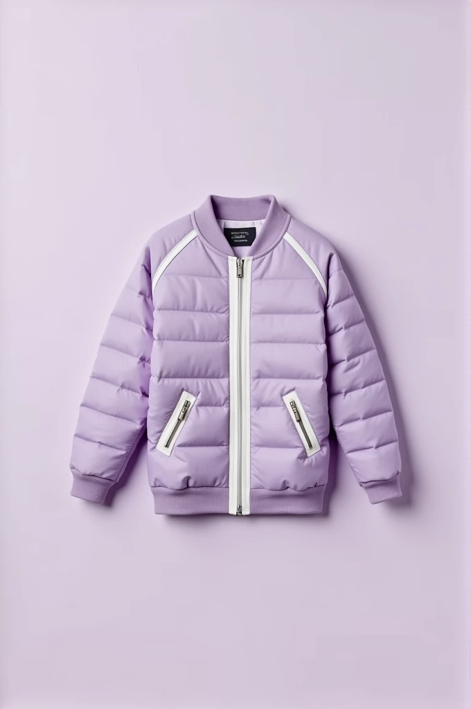 I would like to create a quilted jacket with a 4cm line that ends in a point in the middle with raglan sleeves., The jacket is lilac and the 4cm line is white.
