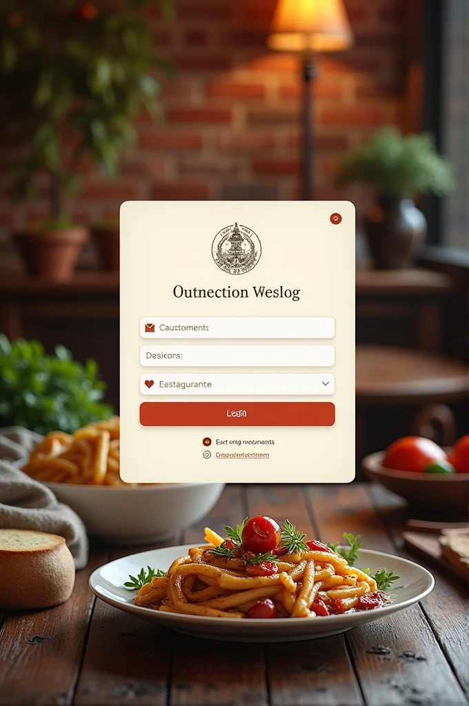 Create an image of a login for a website about a restaurant 