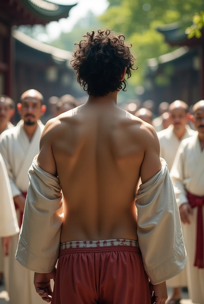 1boy、Photo Quality、Cute handsome man、Mash Hair、Japanese male, 、Completely naked、Full nudity、erection、Huge penis、Highest quality、Realistic、beautiful、Shrine Background、Surrounded by old men wearing white kimonos、神輿の上に座るBack view、Completely naked、完全Completely naked、Back view