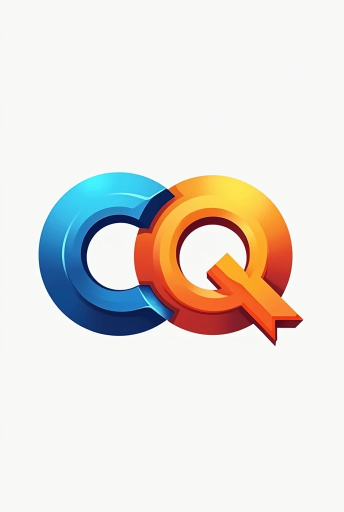 Letters CQ from a logo for a game called ConjugaQuest, with large, bold letters with one blue letter and one orange letter