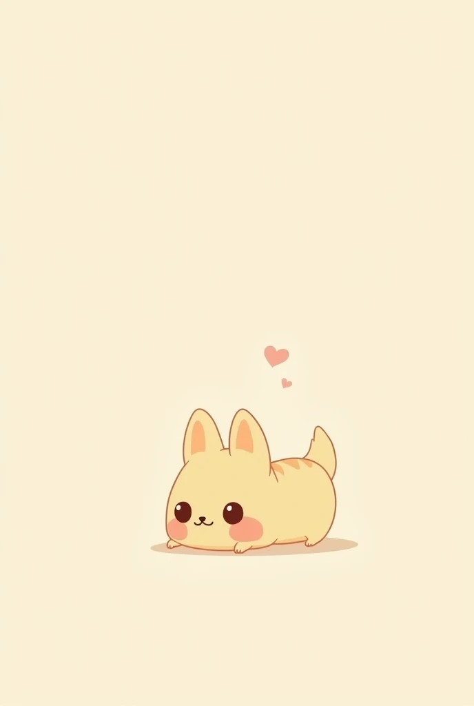 "I want a drawing of a dog inspired by Pochacco, Designed in a kawaii and minimalist style, with soft and rounded lines. The puppy must be two-dimensional, with a lovely and simple appearance, using pastel colors and minimal details. Must have big ears, an innocent expression, and be represented in a typical pose of an adorable and friendly character with his bones visible