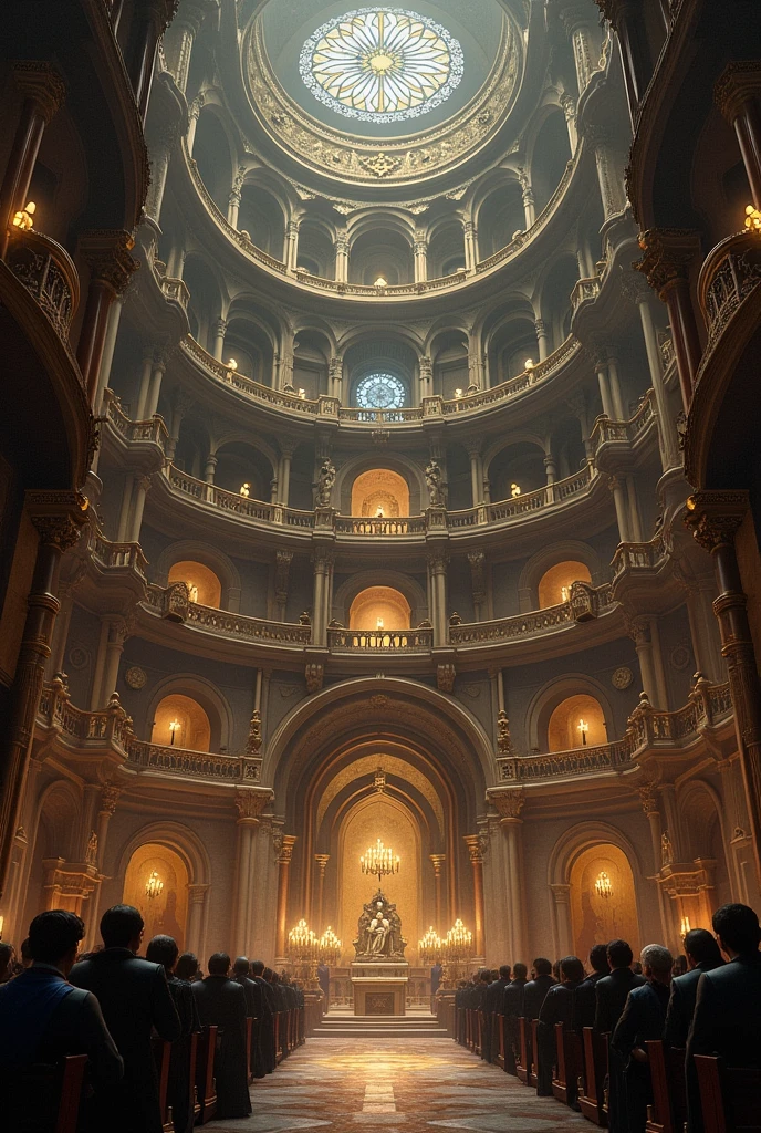 Catholic church 5 floors showing inside