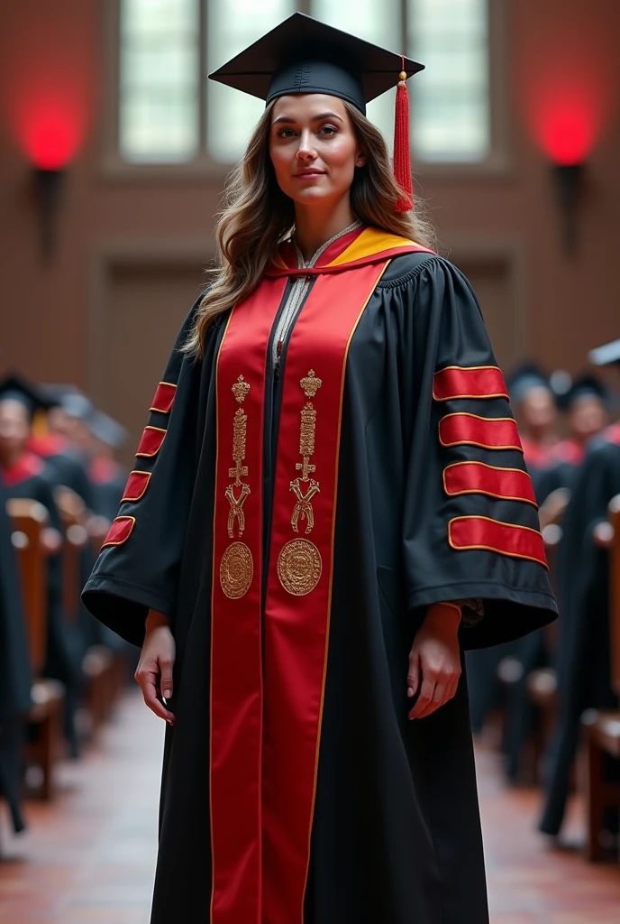 A graduation gown with the name Pamela and class 24