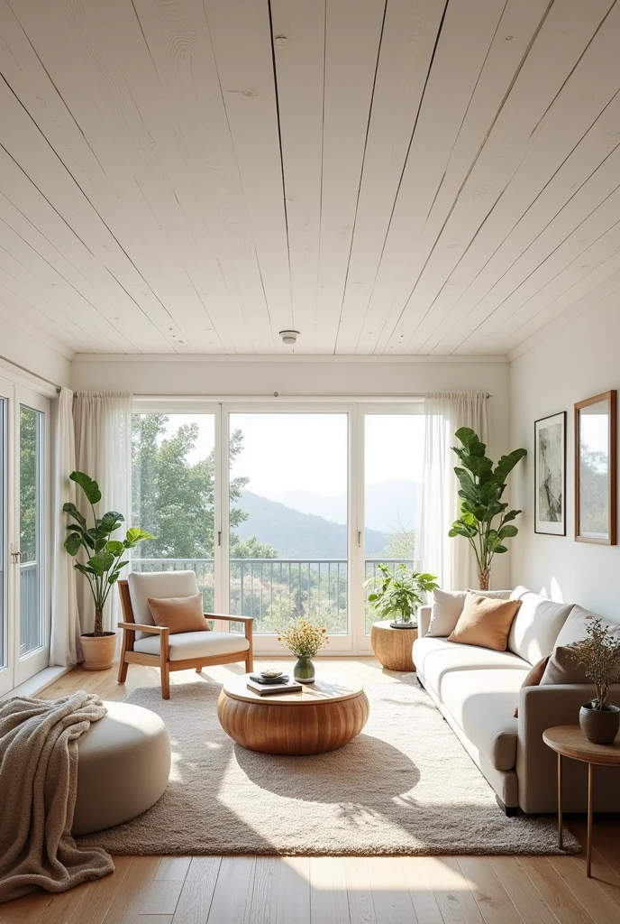 Decorate a well-ventilated room, comfortable and with white wooden roof