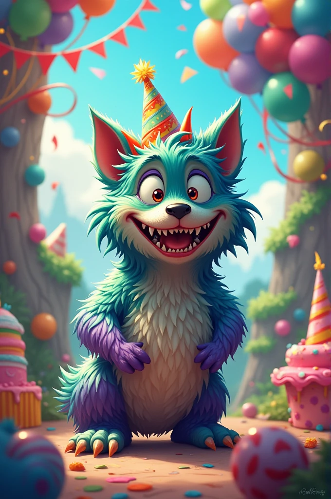 Happy birthday monster dog