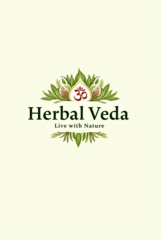 Create a brand logo named herbal veda include tagline live with naturr