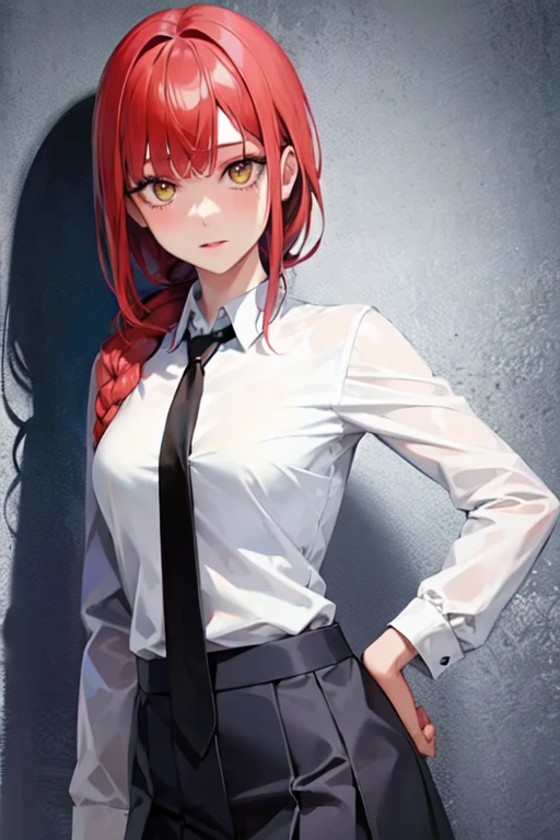 (Highest quality)、(Highest quality)、hand、Expressionless、Strong redhead、suit、Braiding、Black tie、school uniform、