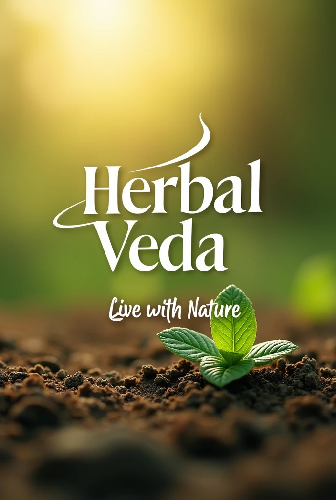Create a brand logo named herbal veda include tagline live with naturr do not inlude om