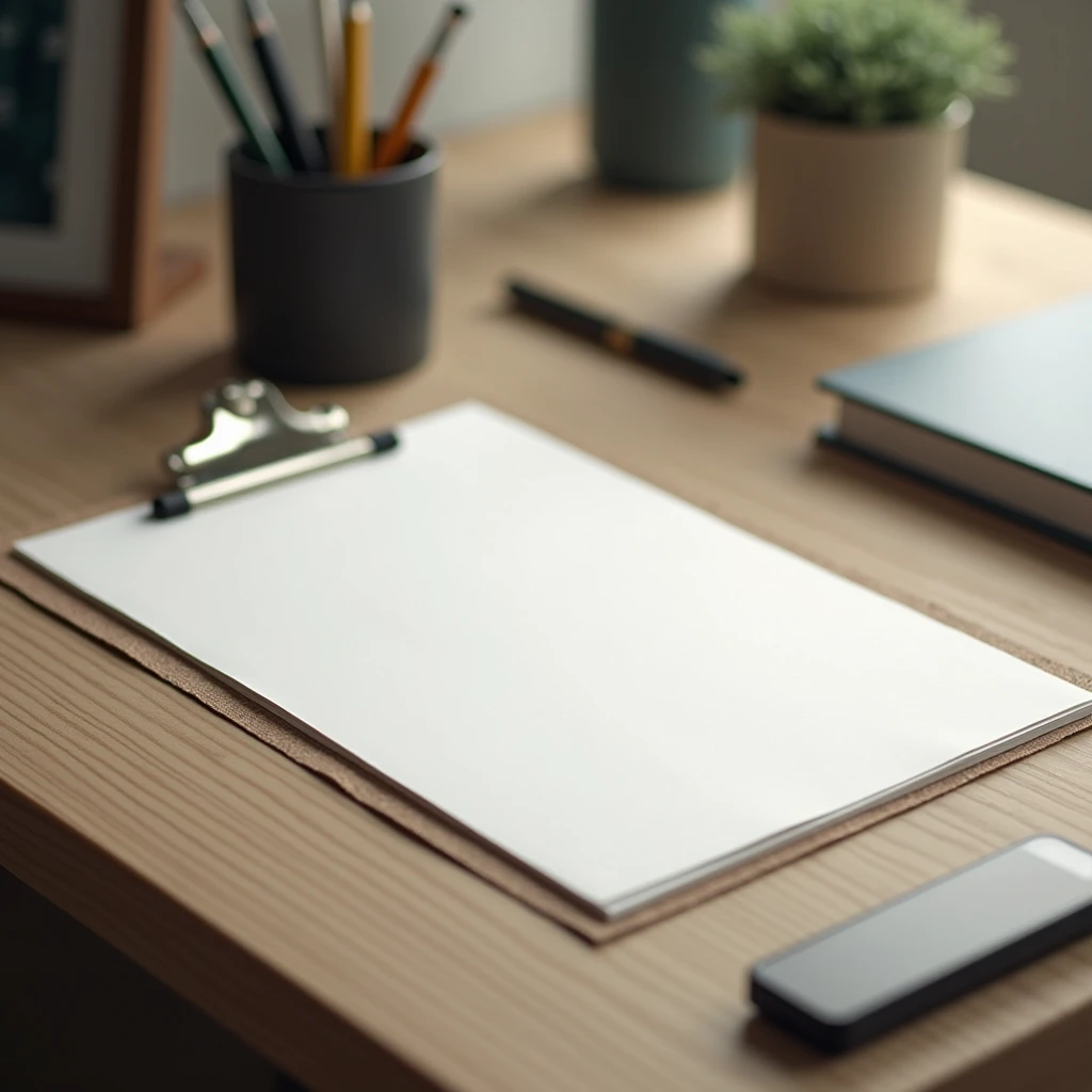 A blank letter on an office desk