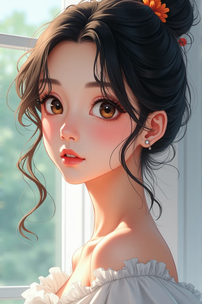 A beautiful girl around 20 years old in anime style
