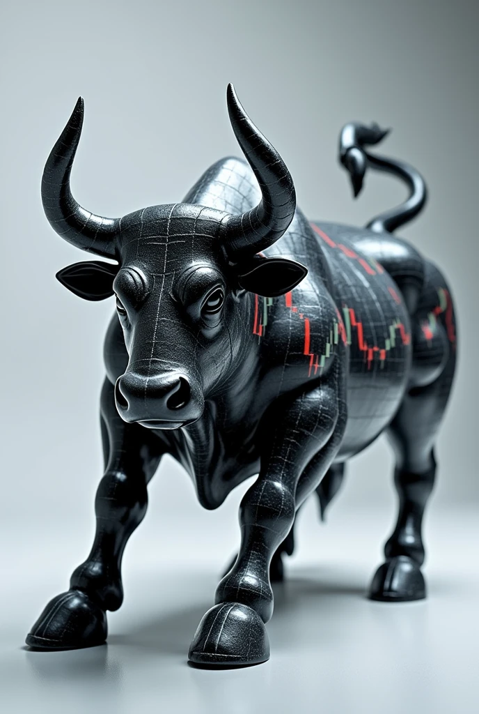 A bull made of trading charts