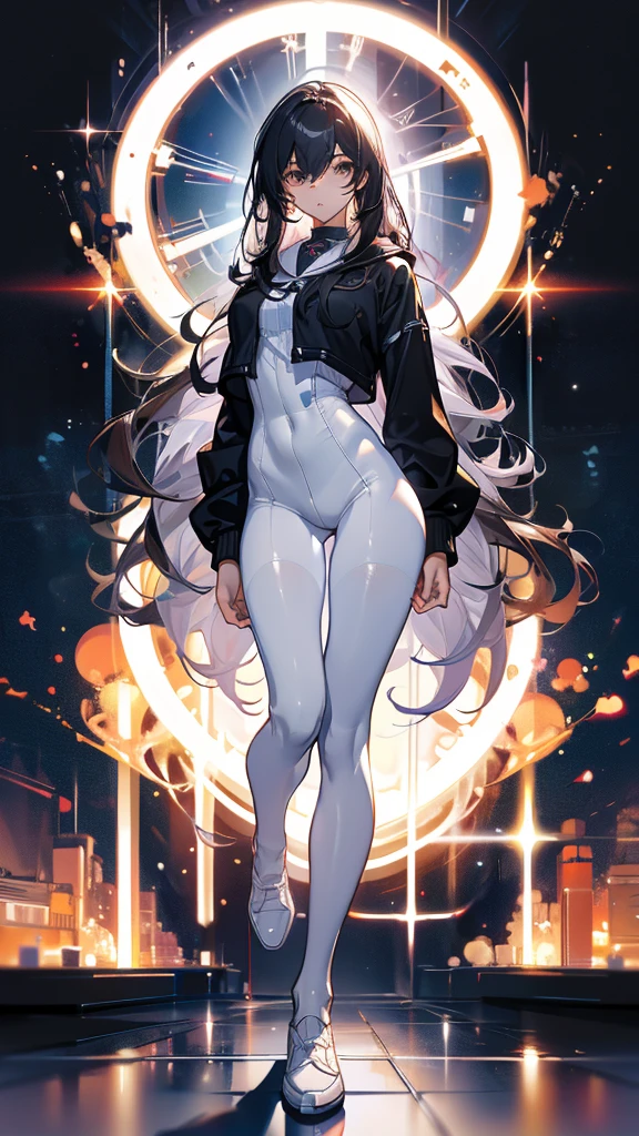Perfect quality,Perfect body proportions,Long legs,student,jk outfit,whole body,Long curly hair,Standing picture,White,Small suit,sexly, Pantyhose,perspective,transparent,