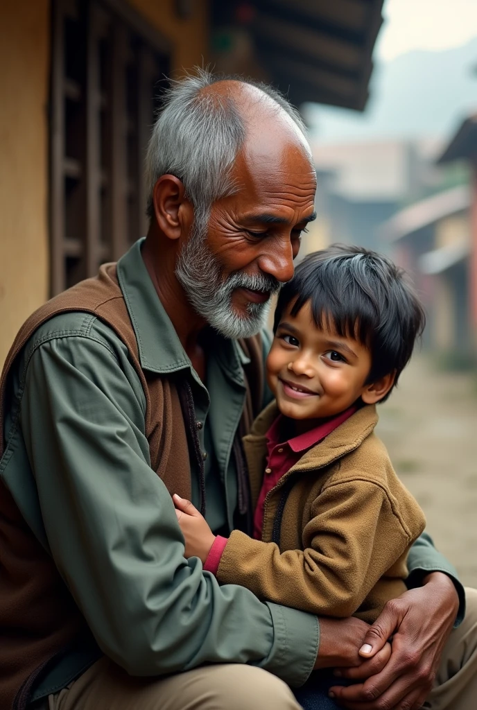 Father 60 yrs and  son aged 3 nepali family