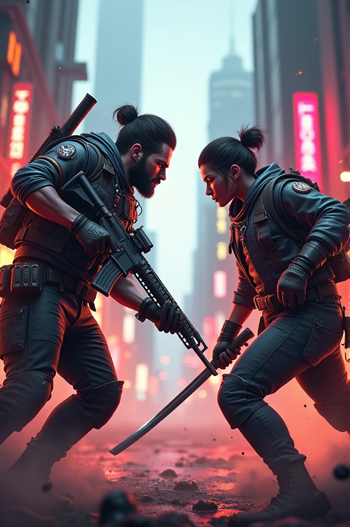 Free Fire YouTube Cover with Two Characters