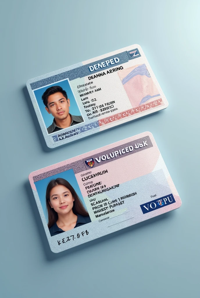 Creat a voter id image like same real with front and back
