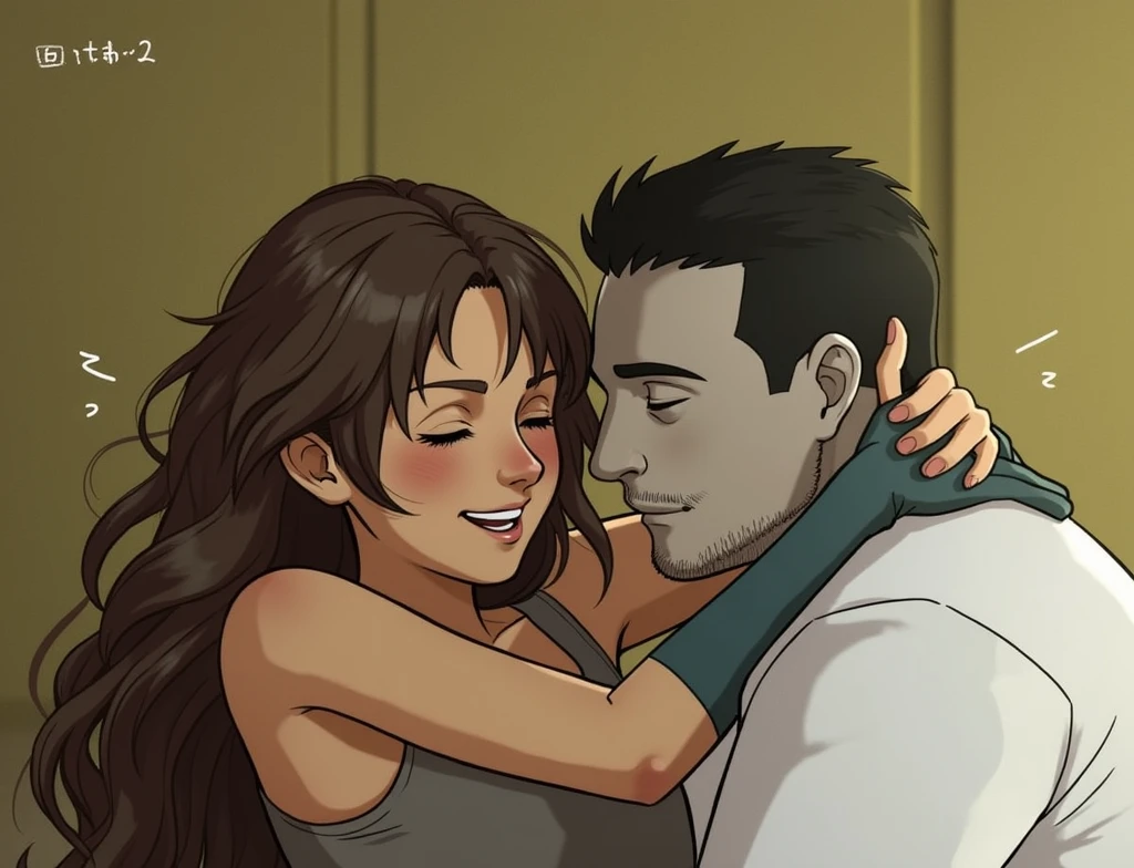 Two people hugging each other affectionately