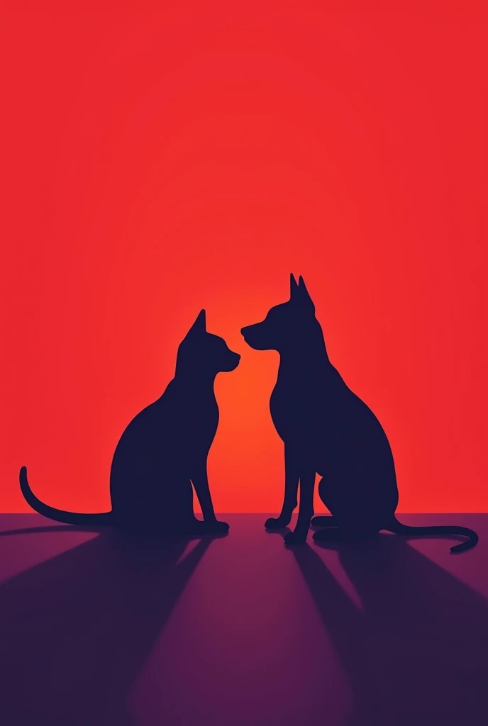 Create a canine and feline sterilization campaign template with a red background with violet underneath 