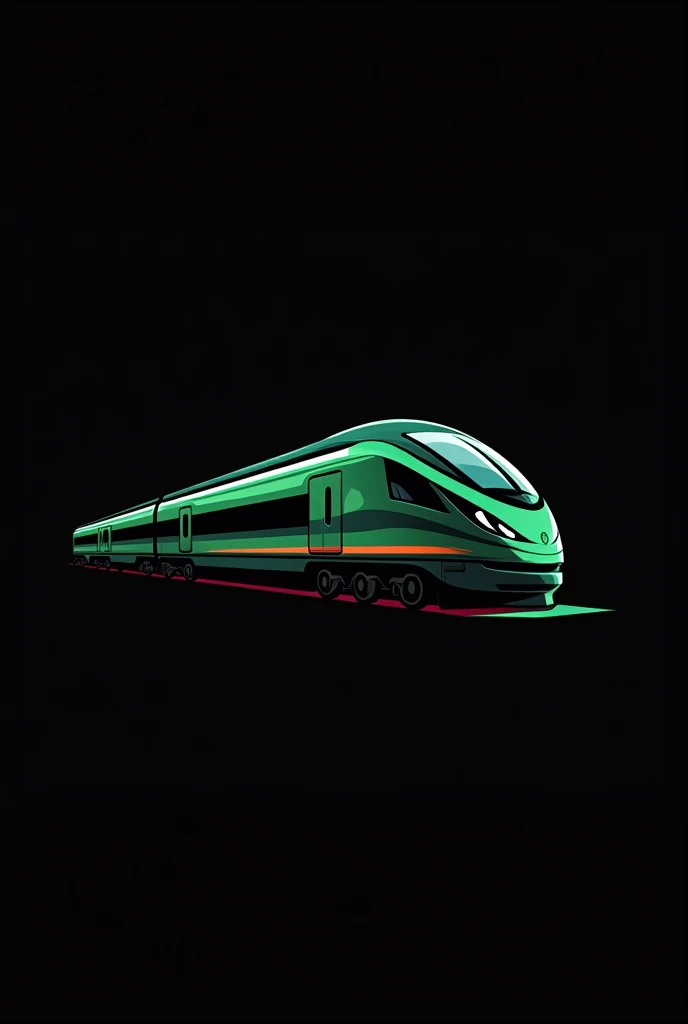 make me a logo , for passenger rail transport. Considering a freight train with green passenger cars , white and red with a black background