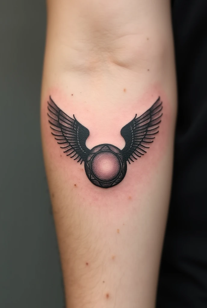Harry Potter Golden Snitch Tattoo Small Size, all black
