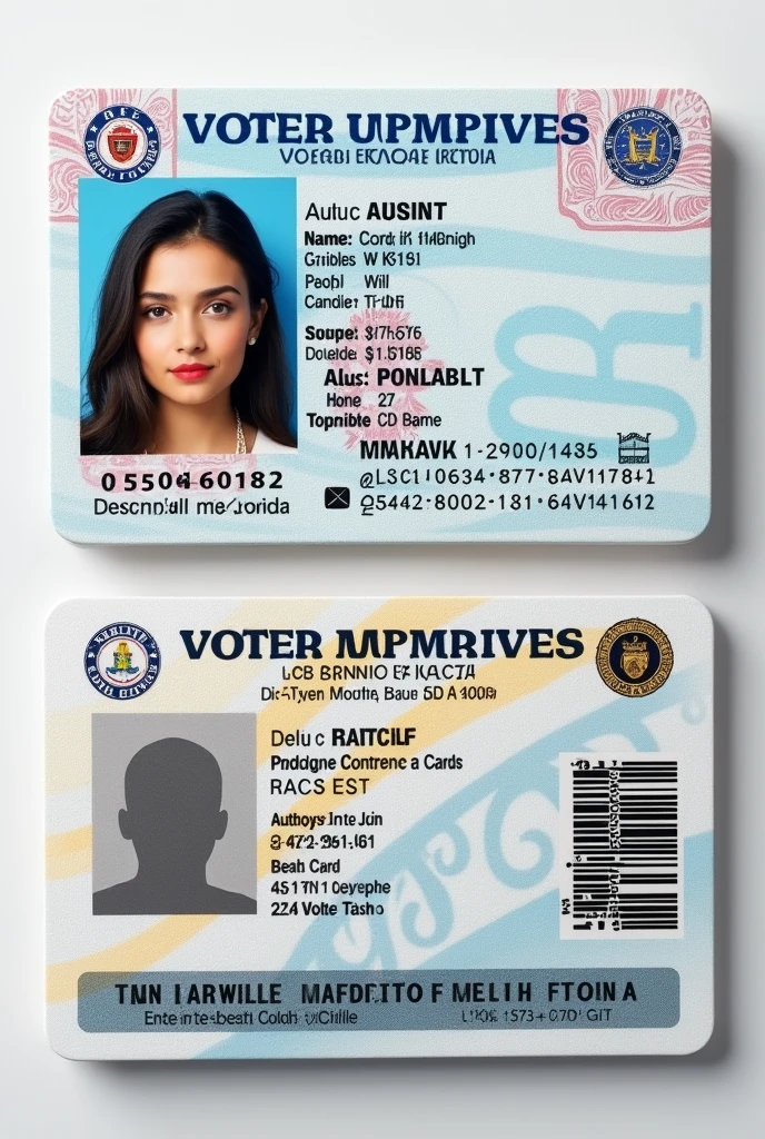 Creat a voter id image like same real with front and back
Id Back card image