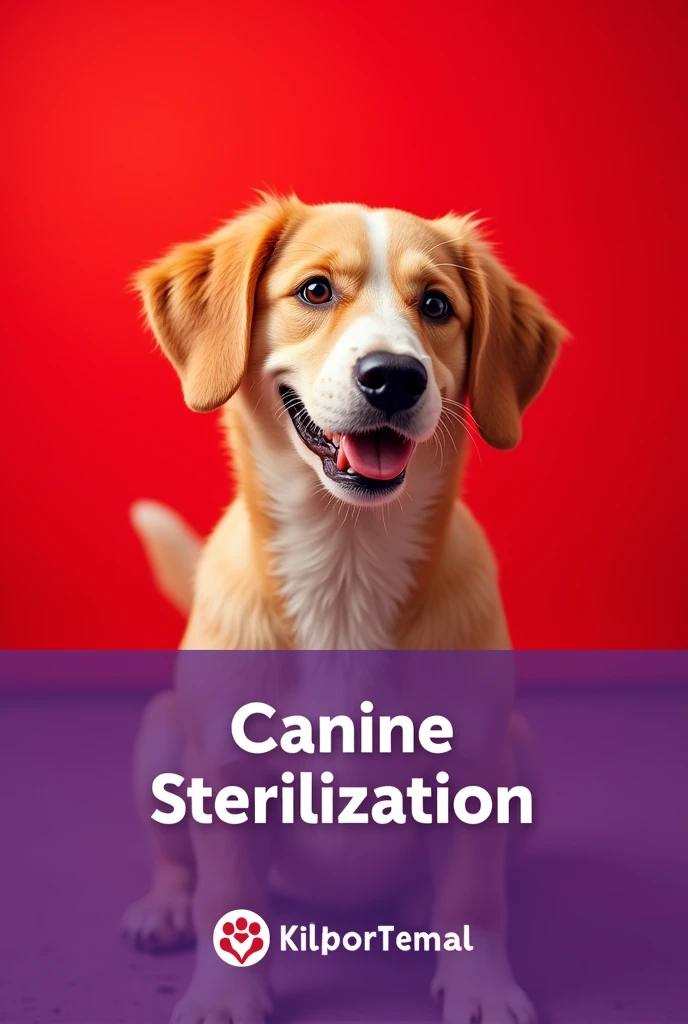 Create a canine sterilization campaign template with a red background with violet under it 