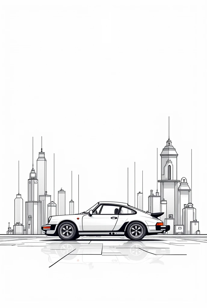 create a line drawing, sin color, about germany, cars and beer