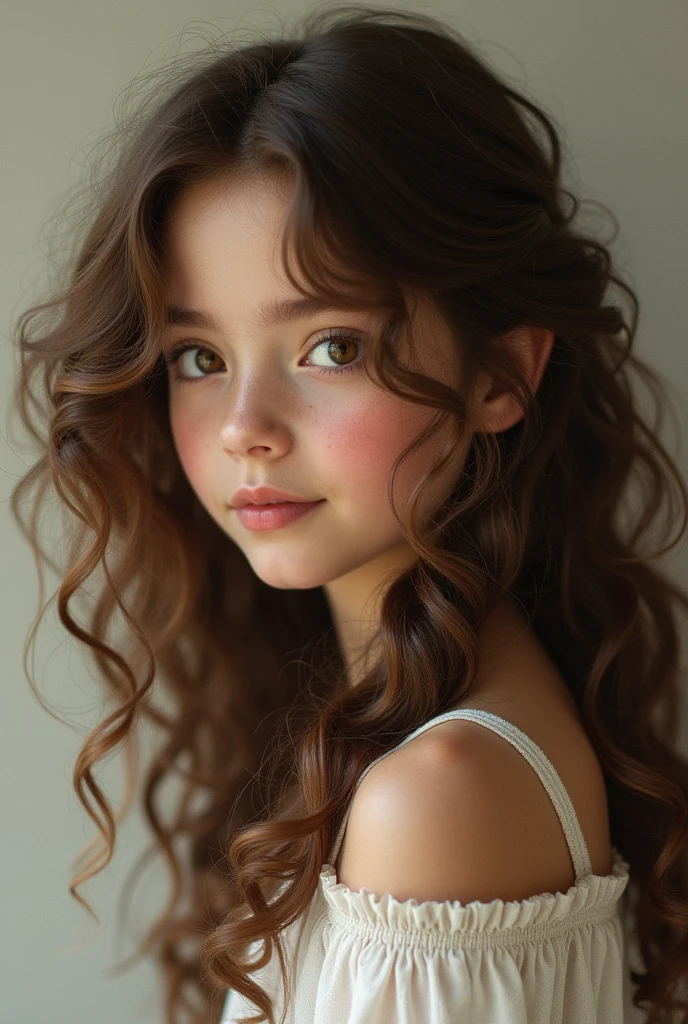 A brunette girl with curl