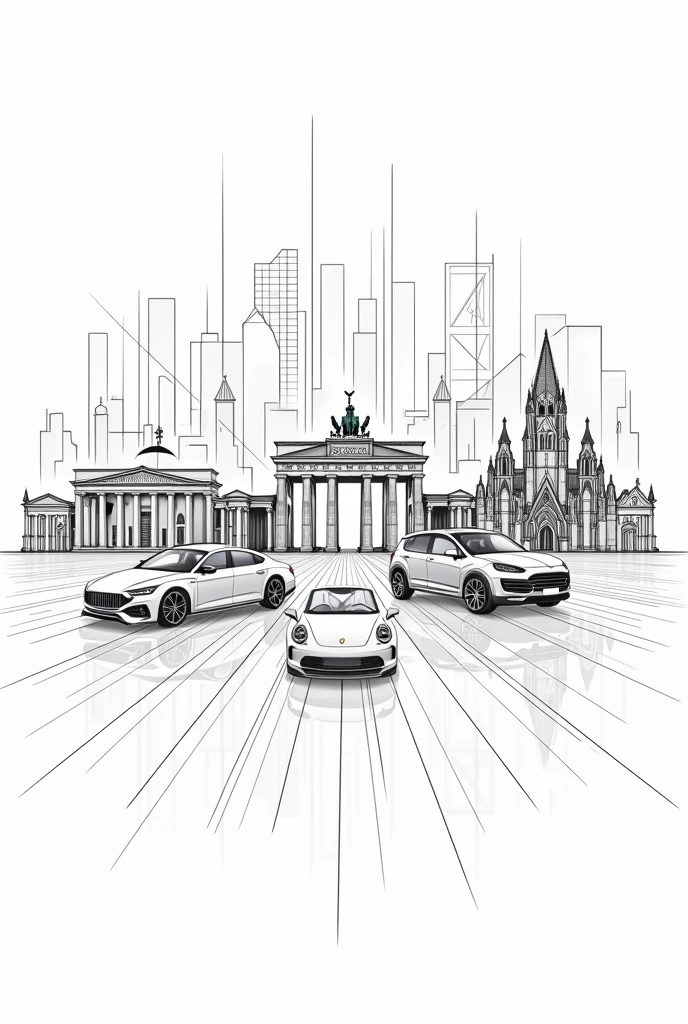 Create a line drawing about Germany and its top selling products