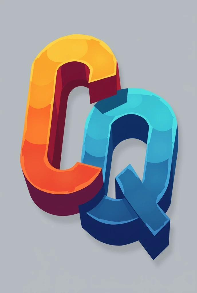Letters CQ from a logo for a game called ConjugaQuest, with large, bold letters with one letter in orange and the other in blue