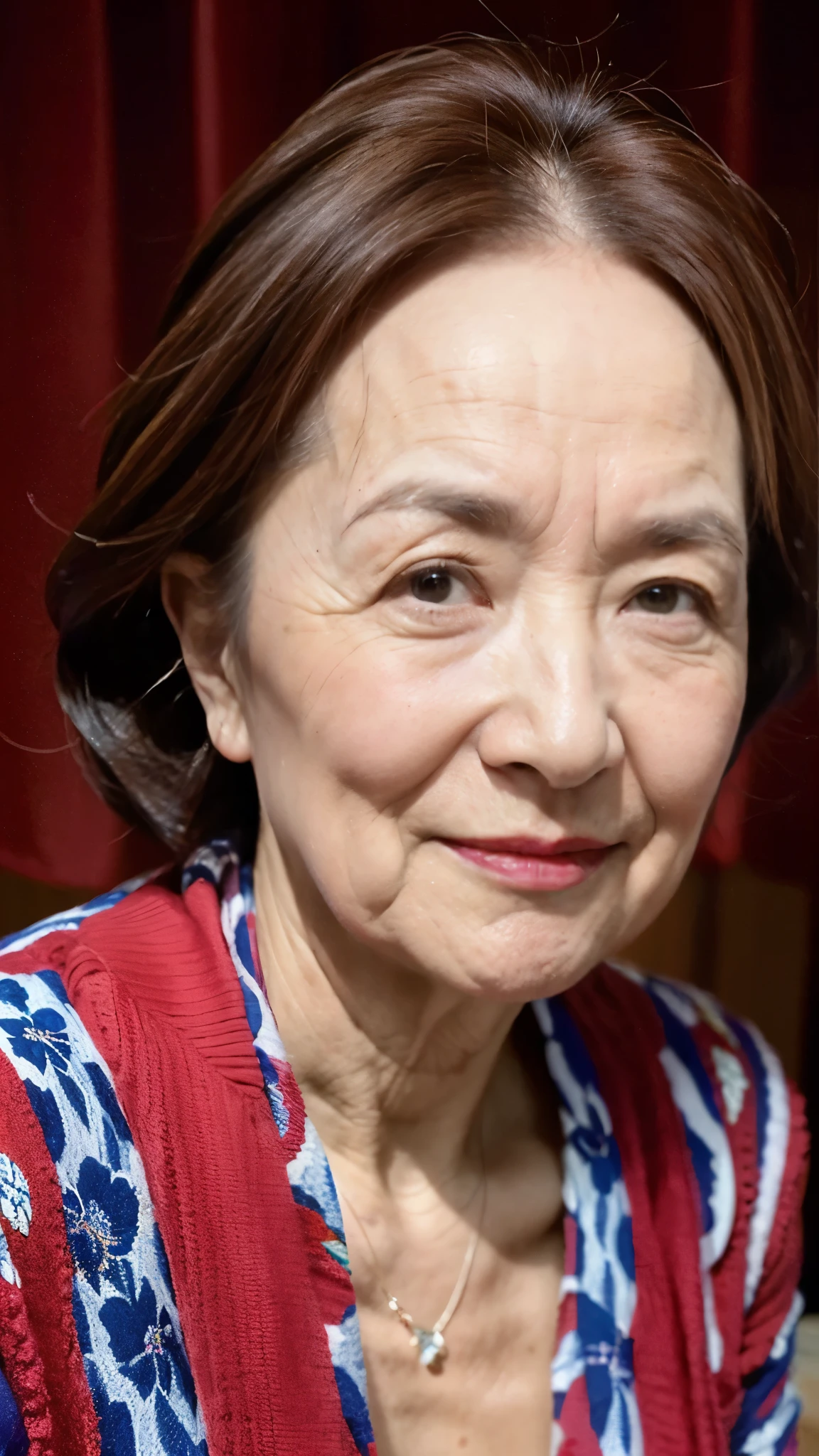 masterpiece, ((best focus)), 32K, Vibrant colors, Beautiful finish, Face close-up, Beautiful mature woman, 80 years old, Photo of your ID,(royal), View from the front, Trance, Cool look, Red lips, Thin lips,
